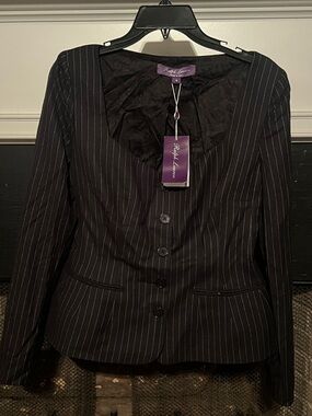 NWT Ralph Lauren Black Pinstripe Tailored Women's Blazer Jacket Size 10
